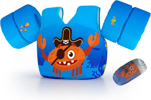 Chaleco de natación para niños pequeños, apto para niños de 28 a 70 libras, flotadores para niños y niñas, ayuda a la natación, entrenamiento, traje