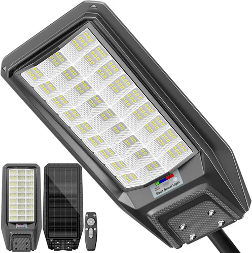 Miniatura 10 de loyoele Farola solar para exteriores, impermeable, del anochecer al amanecer, 9800 W, luces solares de estacionamiento comercial, gran luz
