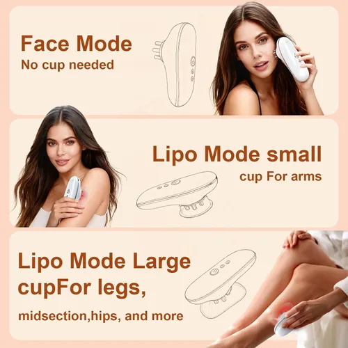 Miniatura 3 de 5-in-1 Electric Body Sculpting Massager - Red Blue LED Light Therapy & Microcurrent Tool with Oval/Round Suction Cups for Face & Body Tightening