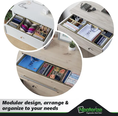 Miniatura 8 de Organizador de Cajones para Ropa Juego de 12 Beige - Organizador de Cómoda Para Guardería, Dormitorio, Armario - Los Organizadores Perfectos de Ropa