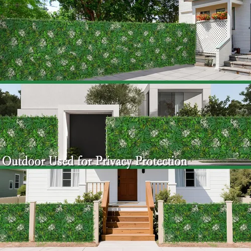 Miniatura 7 de Paneles de pared de césped de 20 x 20 pulgadas, 16 piezas de fondo de vegetación artificial con hojas resistentes a los rayos UV, decoración