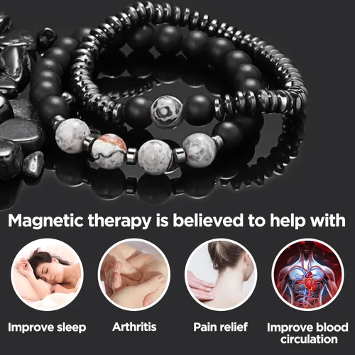Miniatura 3 de Pulsera magnética curativa – Pulsera de hematita ajustable para drenaje linfático, artritis, alivio de la ansiedad, reducción de hinchazón y pérdida