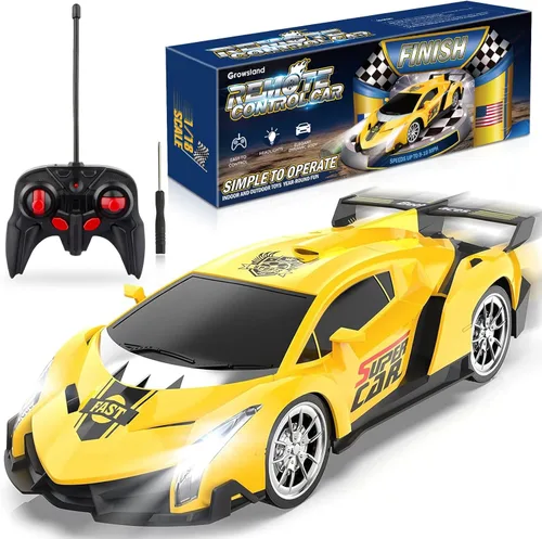 Miniatura 8 de Growsland Auto a control remoto para niñas, 1:18, color rosa, autos RC juguetes para niñas, vehículo eléctrico de juguete auto de carreras
