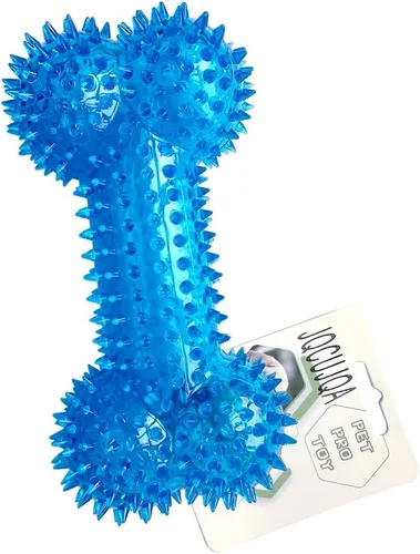 Miniatura 4 de Juguete masticable de hueso chirriante para masticadores agresivos, juguete de hueso de goma duradero para perros, limpieza de dientes y Azul