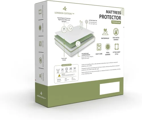 Miniatura 4 de Protector de colchón de tamaño individual de alta calidad, 100% impermeable, protector de colchón transpirable con bolsillo profundo, lavable, funda