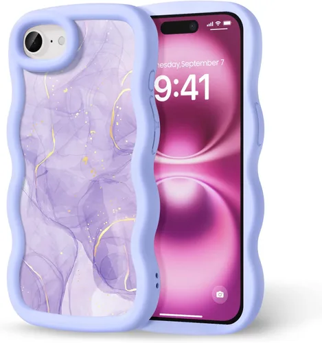 Miniatura 42 de Compatible con iPhone SE/8/7 Funda para Mujeres y Niñas, Marco Ondulado Rizado con Patrón Lindo, Estética Delgada Suave Silicona TPU Parachoques