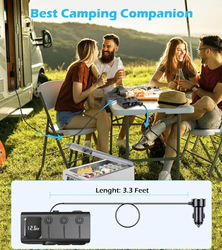 Miniatura 8 de LIHAN Divisor de encendedor de cigarrillos para automóvil, adaptador de 3 enchufes de 8 en 1,120 W y 5 USB con interruptor de alimentación maestro