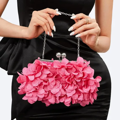 Miniatura 6 de JAMBHALA Bolso de noche para mujer, pequeño bolso floral con cadena para boda, fiesta, baile de graduación
