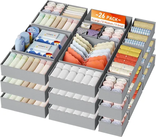 Miniatura 18 de DIMJ Organizador de cajones para ropa, paquete de 6 unidades, organizadores plegables para bebé, organizador de almacenamiento y cómoda