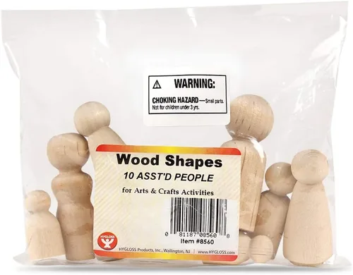 Miniatura 5 de Hygloss Productos Muñecas de madera con clavijas – Artesanía pintable Birchwood Doll People – Familia surtida, 10 piezas (8560)