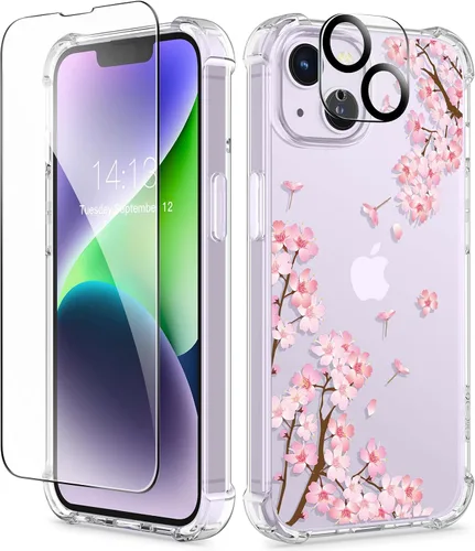 Miniatura 108 de GVIEWIN - Funda floral para iPhone 14 de 6.1 pulgadas, protector de pantalla + protector de lente de cámara, no se amarillenta, a prueba de golpes