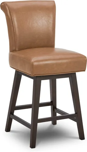 Miniatura 30 de CHITA Taburete giratorio de 26 pulgadas con altura de mostrador, taburete de bar tapizado moderno con respaldo certificado FSC de cuero sintético