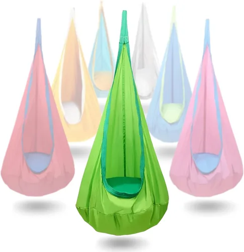 Miniatura 13 de Asiento de columpio para niños, silla hamaca colgante para interiores y exteriores para niños, suave y segura con alta capacidad de peso, fácil