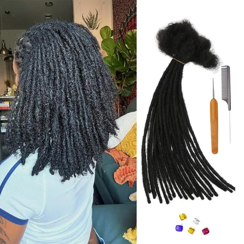 Miniatura 17 de 0.2 in y 0.2 in de ancho, 4-14 pulgadas de 10, 30, 60, 100 hebras de extensiones de cabello humano 100% real para hombres/mujeres/niños, paquetes