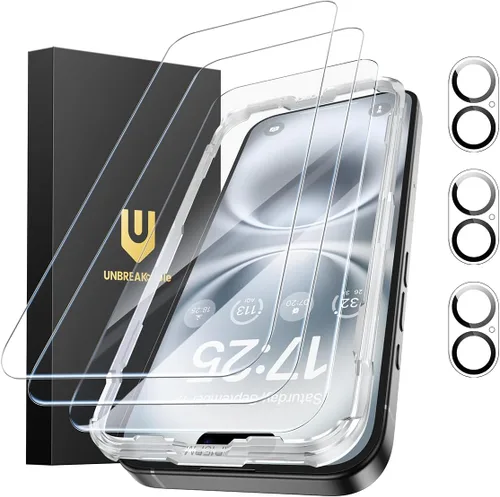 Miniatura 17 de UNBREAKcable Paquete de 3 protectores de pantalla para iPhone 17 Pro con protección de cámara, dureza 9H, claridad HD, antihuellas, compatible