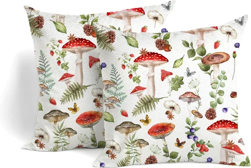 Miniatura 6 de Fundas de almohada suaves con diseño de flores rústicas para sofá, dormitorio, sala de estar, 18 x 18 pulgadas, 2