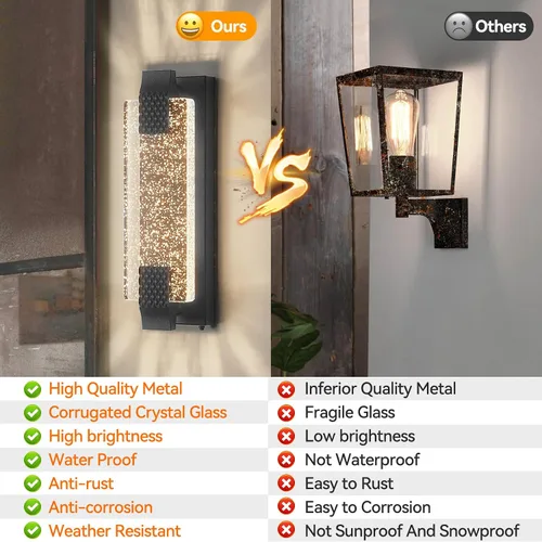 Miniatura 4 de camuucci Luz para exteriores del anochecer al amanecer, luces LED de porche de 15.7 pulgadas para exteriores, impermeable, moderno, soporte de pared