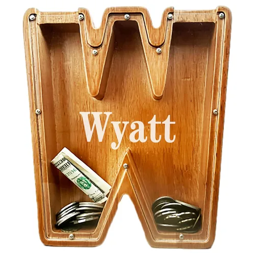 Miniatura 14 de Alcancia personalizada grande de madera con letras, alcancía para monedas, alcancía personalizada con nombre, puede ser utilizada como regalo de J