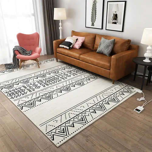 Electric Heated Floor Mats, Indoor Electric Heating Carpet, Smart Space Heater with 12 Hour Timer, Large Area Heated Foot Warmer, for Living Room,