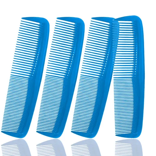 Soft 'N Style Juego de 4 peines para el cuidado del cabello - No se rompen - peine para hombres/peine de dientes finos/peines para cabello Azul
