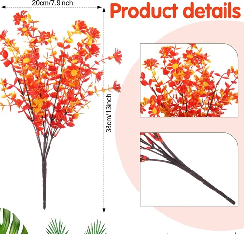Miniatura 3 de Geosar 24 paquetes de flores artificiales de otoño para exteriores, resistentes a los rayos UV, flores amarillas y naranjas, flores falsas