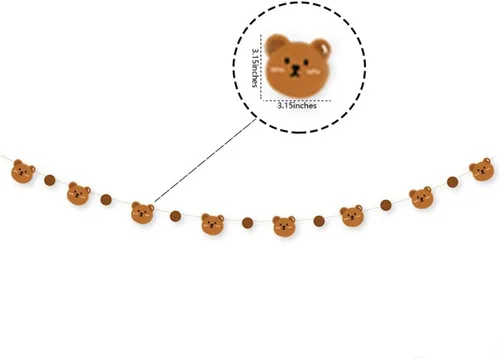 Miniatura 5 de Cartel de feliz cumpleaños con tema de oso con lindo cartel de oso, decoración de banderines para fiesta de cumpleaños, suministros para fiesta