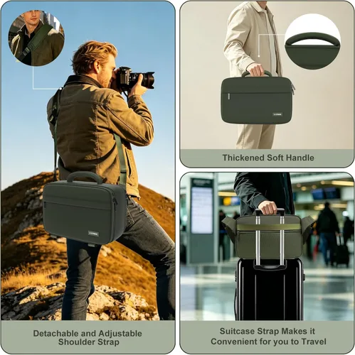 Miniatura 5 de Bolsa para cámara LTGEM compatible con cámaras DSLR Canon/Sony/Nikon, bolsa de bandolera para cámara con apertura de doble lado para viajes