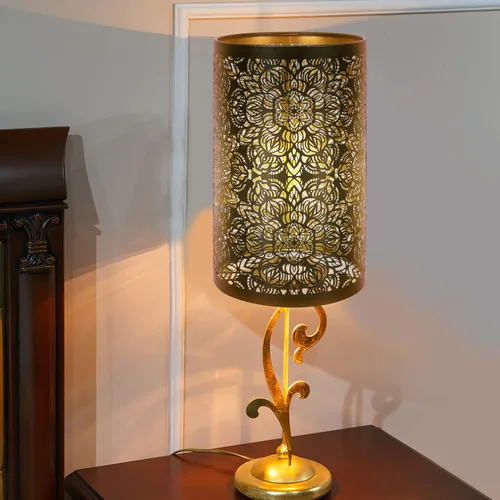 Miniatura 9 de KALLORY Pantalla hueca de metal tallado de hierro para lámpara decorativa de mesa, 7.87 x 4.72 x 4.72 pulgadas, elegante difusor de luz para sala