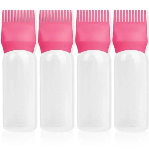 Miniatura 9 de Paquete de 2 botellas aplicadoras de peine de raíz, aplicador de aceite para el cabello de 6 onzas, herramientas de botella de tinte con dispensador