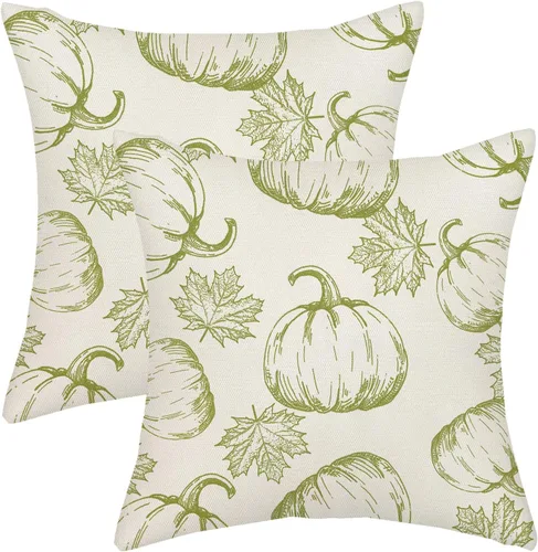 Miniatura 65 de AGAYNA Juego de 2 fundas de almohada decorativas con diseño de acuarela verde salvia para árbol de Navidad de 16 x 16 pulgadas, para sofá, invierno