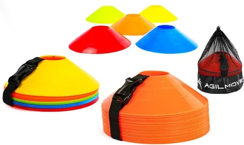 Miniatura 9 de Conos de fútbol flexibles (juego de 60/50/40/25) con bolsa de malla y correa, conos deportivos para fútbol, baloncesto, equipo de entrenamiento