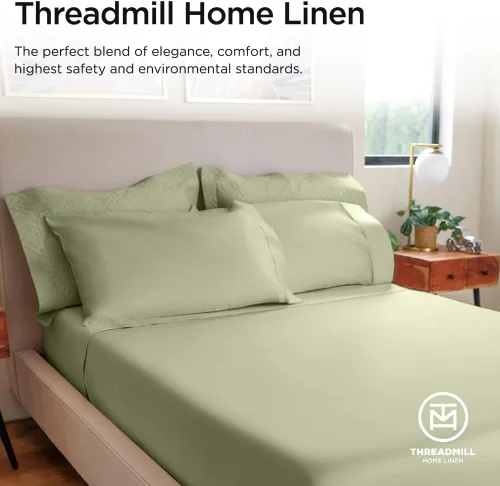 Miniatura 7 de Threadmill Sábanas de Algodón 100% para Cama Tamaño California King - Juego de Sábanas para Cama California King de 600 Hilos con Bolsillo Profundo