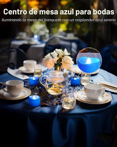 Miniatura 3 de Homemory - Velas de té LED color azul, funcionan con pilas, más de 200 horas de duración, velas sin llama parpadeantes falsas eléctricas con LED
