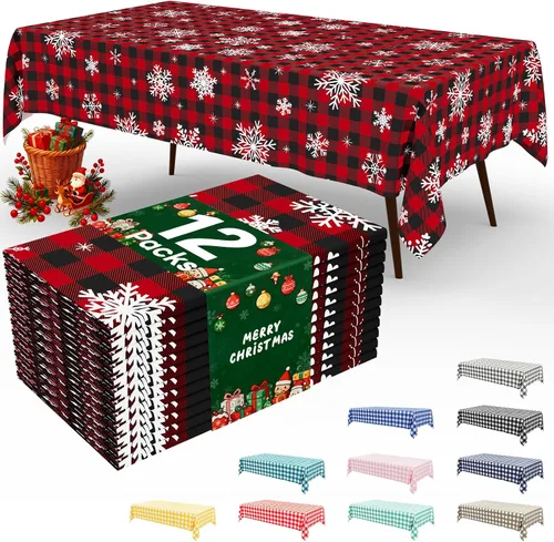 Miniatura 38 de misaya 3 paquetes de manteles desechables de búfalo, mantel de plástico impermeable de 54 x 72 pulgadas, manteles rectangulares a cuadros caqui