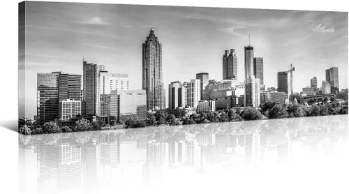 Miniatura 62 de Atlanta Skyline - Arte de pared para sala de estar, lienzo de paisaje urbano, decoración moderna para el hogar, imágenes panorámicas, edificio
