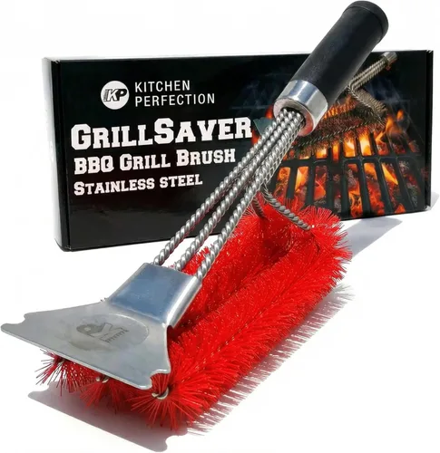 Miniatura 9 de KITCHEN PERFECTION GrillSaver - Cepillo seguro para barbacoa con cabezal de limpieza reemplazable, limpiador de parrilla resistente con raspador, 1.