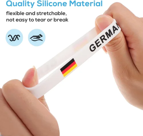 Miniatura 6 de EXCEART Pulsera de silicona impresa con la bandera de Alemania para fanáticos de los deportes, cómoda talla única, ideal para partidos de fútbol