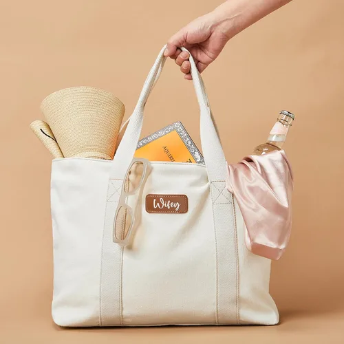 Miniatura 2 de AW BRIDAL Monogram Canvas Tote Bag for Chrismas, Bridal Shower, Retirement, Birthday Gifts for Women Mom Wife Sister Friends
