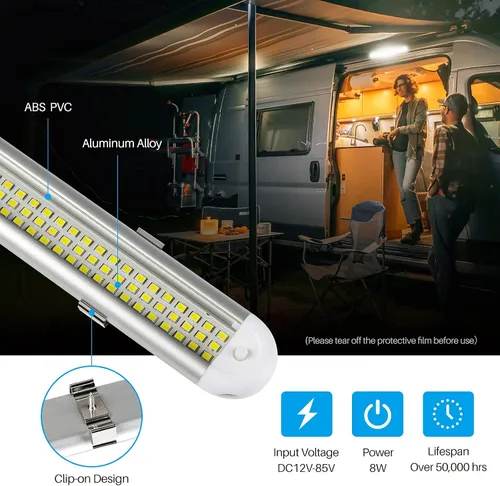 Miniatura 6 de CT CAPETRONIX - Barra de luz interior LED de 12 V, 120 LED, 1500 lúmenes, 8 W, CC, 12 voltios, con interruptor de encendido/apagado, para remolque