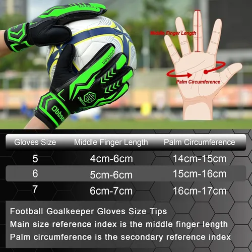 Miniatura 7 de Guantes de portero de fútbol para niños, jóvenes y adultos, guantes de portero de fútbol de agarre fuerte con protección para los dedos
