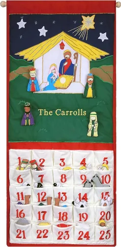 Miniatura 7 de Pockets of Learning Joy To The World - Calendario de adviento tradicional de la natividad, decoración navideña, escena del pesebre de la guardería