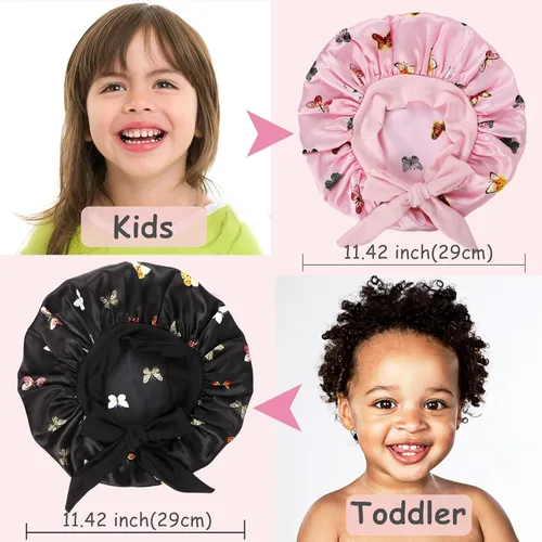 Miniatura 3 de 2 gorros de seda para niñas y niños pequeños, para cabello rizado