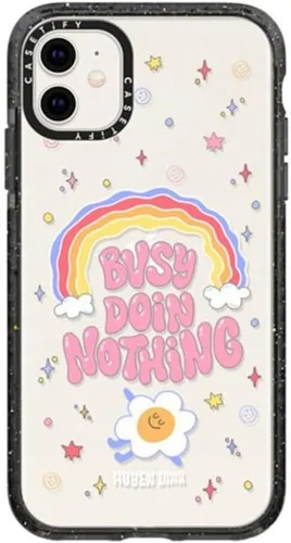 Miniatura 50 de CASETiFY Impact - Funda para iPhone 11 - Flower Power Retro - Negro Transparente