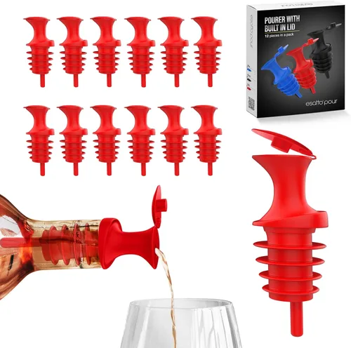 Miniatura 9 de Esatto Verter y sellar, vertedores de botellas de plástico con tapa integrada, vertido fácil y preciso, tapa para almacenamiento y prácticas Negro