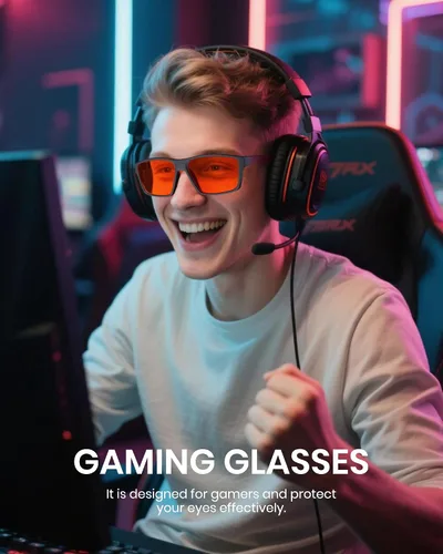 Miniatura 3 de Cyxus Gafas de juego para hombres y mujeres, lentes de luz azul para pantalla de computadora, reducen la fatiga ocular y duerme mejor 8303