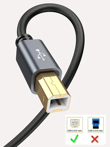 Miniatura 5 de CableCreation Paquete de 2 cables de impresora USB de 10 pies, cable de impresora USB A a B para HP, Brother, Epson, Canon, Piano, Dac, funda