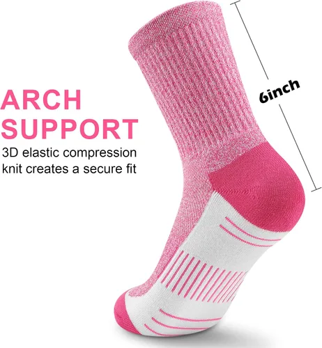 Miniatura 3 de cuangya Calcetines deportivos de compresión acolchados para mujer, 5 pares