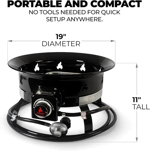 Miniatura 6 de Outland Living - Chimenea de propano portátil de 19 pulgadas, 58,000 BTU de gas sin humo Perfecta para camping, patio, jardín, tailgating