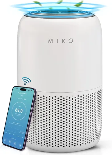 Miniatura 9 de MIKO Purificador de aire para dormitorio con filtro HEPA 3 en 1 y modo de sueño, silencioso como un susurro, cubre hasta 1200 pies cuadrados, Gris