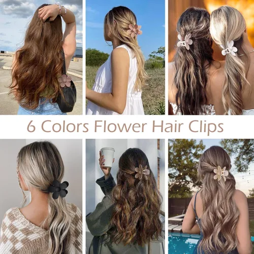 Miniatura 3 de 6 pinzas para el cabello de flores, pinzas de margarita, pinzas de garra grandes mate, pinzas de sujeción fuerte, accesorios para cabello grueso, 6